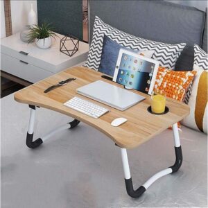 hot sale lap desk foldable bed table portable multi function lap bed tray table with storage drawer and cup slot, multicolor