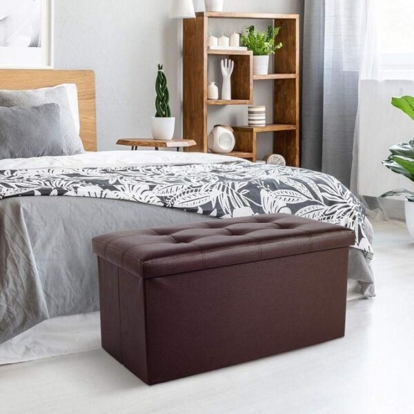 hot sale folding storage ottoman, faux leather black footrest ottoman, storage bench suit for bedroom, living room and hallway, support 350lbs, size: 78*38*38cm, multicolor