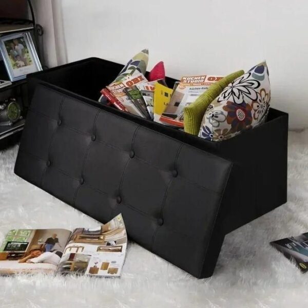 hot sale folding storage ottoman, faux leather black footrest ottoman, storage bench suit for bedroom, living room and hallway, support 350lbs, size: 78*38*38cm, multicolor