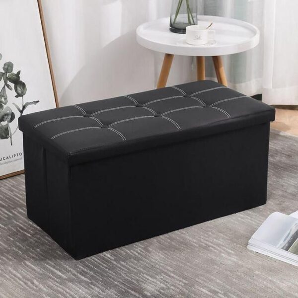 hot sale folding storage ottoman, faux leather black footrest ottoman, storage bench suit for bedroom, living room and hallway, support 350lbs, size: 78*38*38cm, multicolor