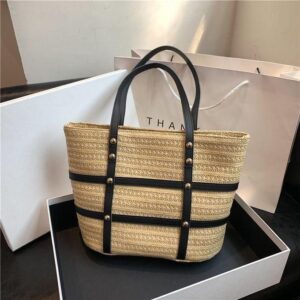 women bags tote straw bags tote summer beach ladies shoulder strap handbags large straw beach bag for women, multicolor