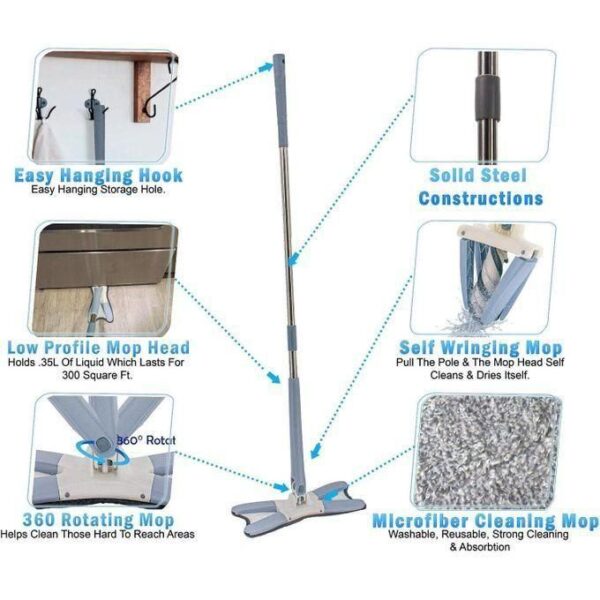 hot sale flat x type floor mop heads 360 degree squeeze mop hand free wash household lazy mop