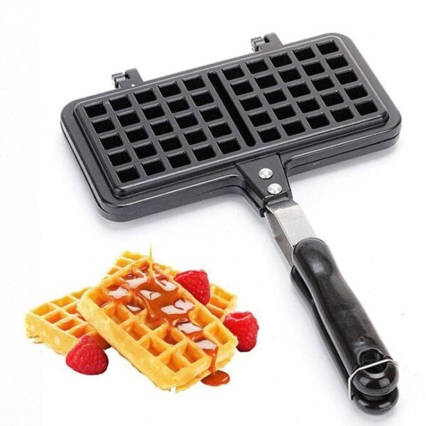 hot sale non stick waffle pan waffle maker food mold pot, with insulated handle waffle baking, waffle iron, household kitchen gas non stick traditional waffle maker pan
