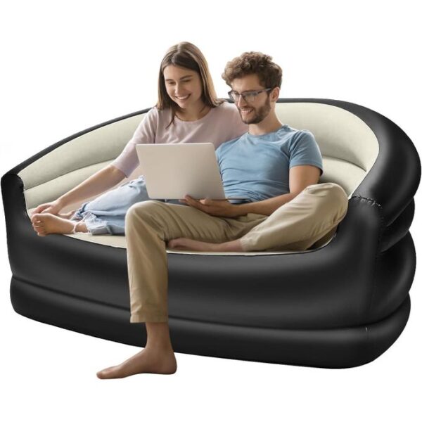 hot sale inflatable sofa for living room 2 seater air sofa bed with free pump chair portable inflatable couch sofa home furniture, multicolor