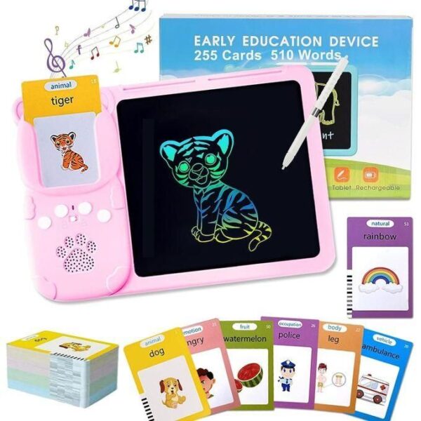 hot sale echopad 8 inch lcd writing screen, offers 224 visual words, double sided talking flash cards, multicolor