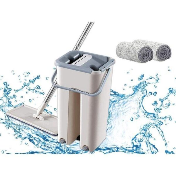 hot sale heavy quality mop with bucket for floor cleaning mop 360 flexible multipurpose home and office cleaning flexible head mop with 2 microfiber pads, multicolor