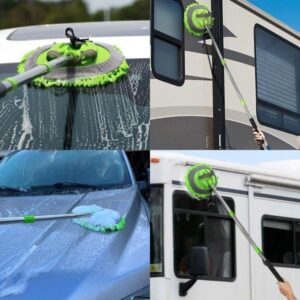 hot sale car wash brush kit mitt mop sponge with long handle chenille microfiber car cleaning brush kit supplies, multicolor