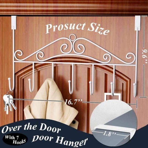 hot sale over the door hook 7 hooks for bathroom, clothes, belts, hats, towels coat & towel rack with door hanger, multicolor