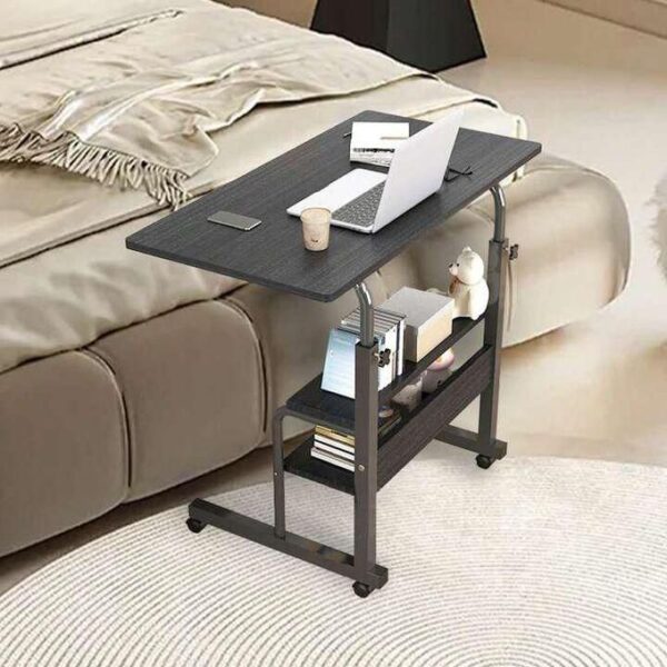 hot sale adjustable height desk, laptop computer table home office desk with storage rack for small space, mobile compact desk on wheels, multicolor