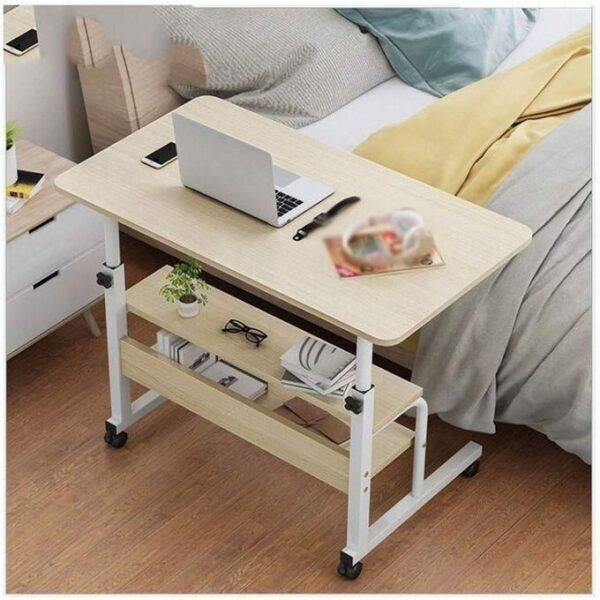 hot sale adjustable height desk, laptop computer table home office desk with storage rack for small space, mobile compact desk on wheels, multicolor