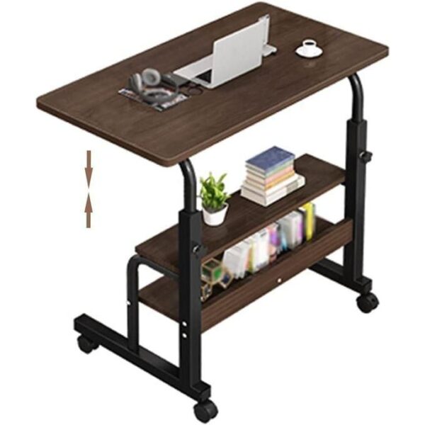 hot sale adjustable height desk, laptop computer table home office desk with storage rack for small space, mobile compact desk on wheels, multicolor