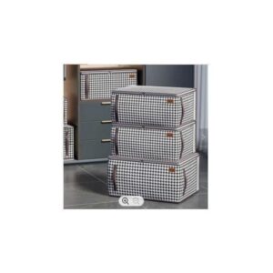 hot sale 3 pack foldable storage bag, soft non woven fabric large capacity zipper dust proof portable handle organizer bag for clothes, bedding, quilts set of 3, sizes ( m: 55cmx40cmx25cm, l: 60cmx45cmx25cm, xl: 65cmx50cmx30cm )