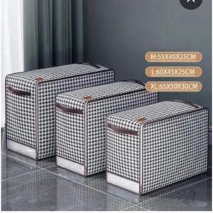 hot sale 3 pack foldable storage bag, soft non woven fabric large capacity zipper dust proof portable handle organizer bag for clothes, bedding, quilts set of 3, sizes ( m: 55cmx40cmx25cm, l: 60cmx45cmx25cm, xl: 65cmx50cmx30cm )