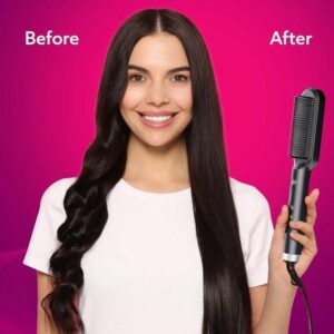 hair electric 3 in 1 comb brush ceramic fast hair straightener for women's legend of korra hair straightening brush with lcd screen, temperature control display, multicolor