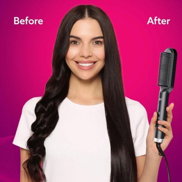 hair electric 3 in 1 comb brush ceramic fast hair straightener for women's legend of korra hair straightening brush with lcd screen, temperature control display, multicolor