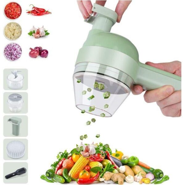 hot sale electric vegetable slicer set, 4 in 1 handheld electric vegetable cutter wireless food processor for garlic pepper chili onion celery ginger meat