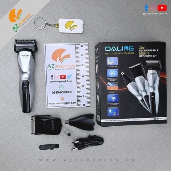 daling hot sale 3 in 1 grooming kit electric hair clipper, razor (shaver), nose trimmer stainless steel outer foil