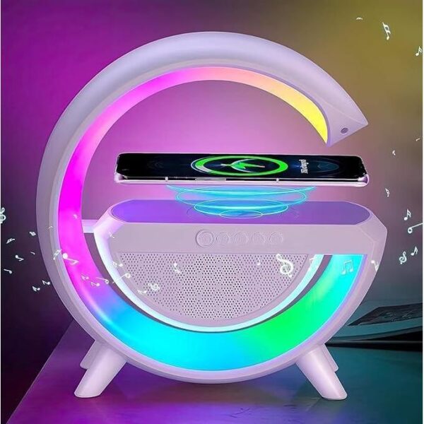 hot sale g shape multifunctional google speaker wireless charger speaker 15 watt with clock