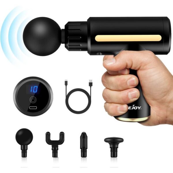 5 in 1 mini massage gun, pocket sized deep tissue massager gun, portable percussion muscle massager gun, ultra small & quiet muscle massage gun, usb charging for home gym outdoors, multicolor
