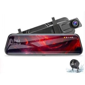 mirror dash cam 9.66" rear view mirror 1080p front and rear view dual cameras, night vision, g sensor, parking assistance,24h parking monitor, hd waterproof backup camera for cars/trucks