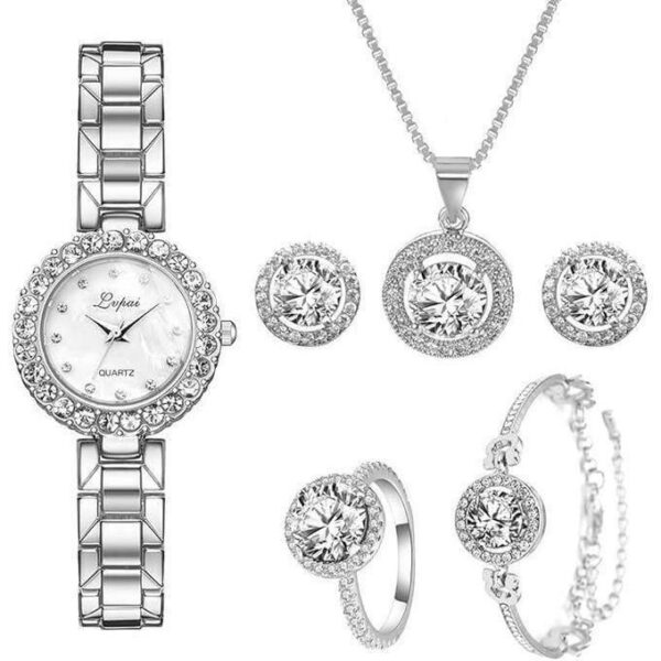 hot sale 2025 new design ladies watch fashionable women quartz diamond wristwatch classic simple waterproof watches business decoration bangle bracelet necklace ring earring girl gift set