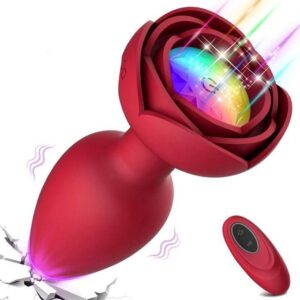 hot sale vibrating butt plug light up anal sex toys, rose anal plug glowing wearable anal vibrator with 7 vibrations for men and women