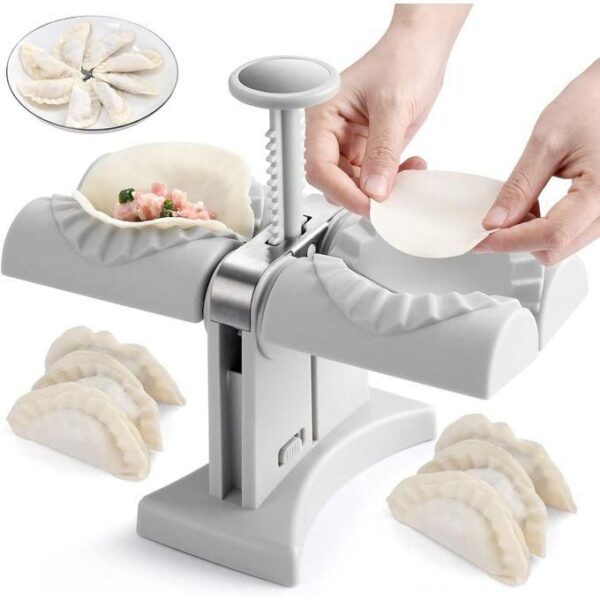 automatic dumpling/samosa machine double head press quick manual, automatic dumpling maker mold, dumpling maker machine household double head empanada maker press convenient dumpling tool,making dumplings quickly,wrap two at a time
