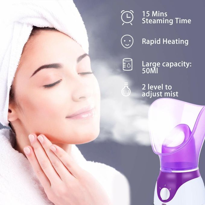 facial steamer and treatment vapor inhalation, facial steamer nano ionic upgraded face steamer warm mist steamer for face deep cleaning moisturizing home sauna, multicolor