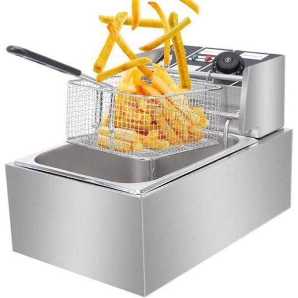 globalstar hot sale commercial deep fryer, 6.3qt/6l 2500w max stainless steel electric deep fryer with basket, countertop fryer deep fryer for chicken chips fries french fries restaurant home kitchen