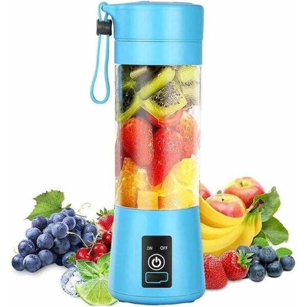 400ml portable wireless blender with strap high speed 6 blade mixer for smoothies maker, shakes & juices for home, office, gym & outdoor use, multicolor