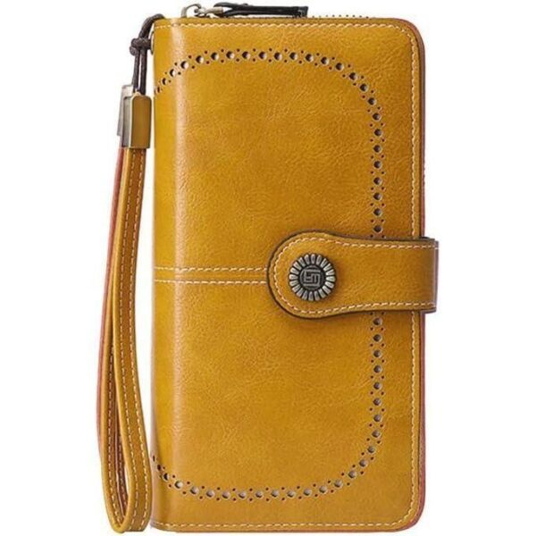 women's wallet genuine leather x ray blocking trifold ladies wallet, women genuine leather credit card holder with rfid blocking large capacity wristlet, large capacity wallet, multicolor