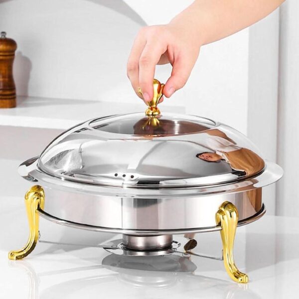 hot sale round 3.17qt chafing dish set with lid, round durable buffet warmer, food warmers, lid & fuel frame & fuel holder, stainless steel chafing dish buffet set, 28cm for kitchen party dining, multicolor