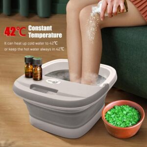 foldable foot bath with heater, electric foot bath massager with bubbles + 4 massage rollers + vibration + constant temperature 45 °c, folding foot bath, foot massage spa, multicolor