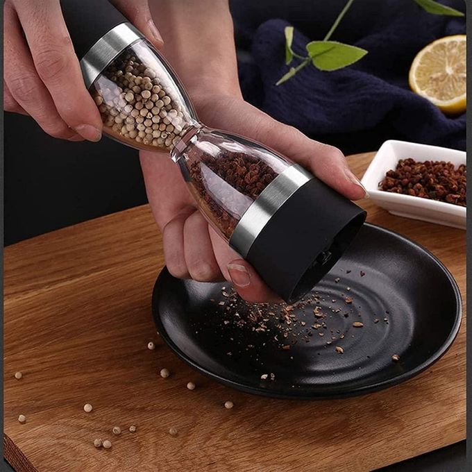 hot sale manually adjustable thickness, hour glass 2 in 1 dual salt pepper mill, pepper grinder, sesame, spice grinder, kitchen spice jar hot sale manually adjustable thickness, hour glass 2 in 1 dual salt pepper mill, pepper grinder, sesame, spice grinder, kitchen spice jar