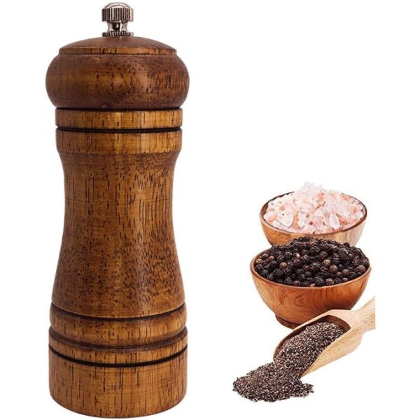 hot sale wood pepper grinder adjustable coarseness wooden pepper mill ceramic grinding mechanism salt mill refillable, multicolor