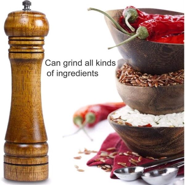 hot sale wood pepper grinder adjustable coarseness wooden pepper mill ceramic grinding mechanism salt mill refillable, multicolor