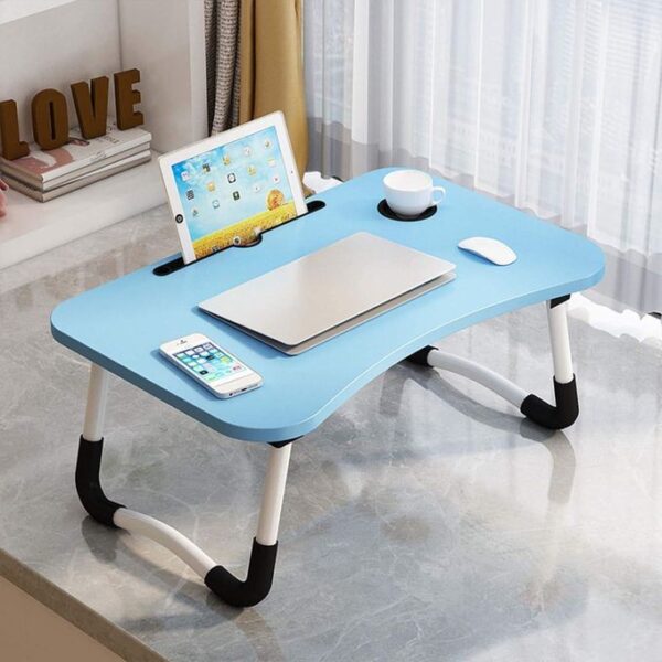 hot sale lap desk foldable bed table portable multi function lap bed tray table with storage drawer and cup slot, multicolor