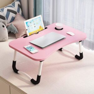 hot sale lap desk foldable bed table portable multi function lap bed tray table with storage drawer and cup slot, multicolor