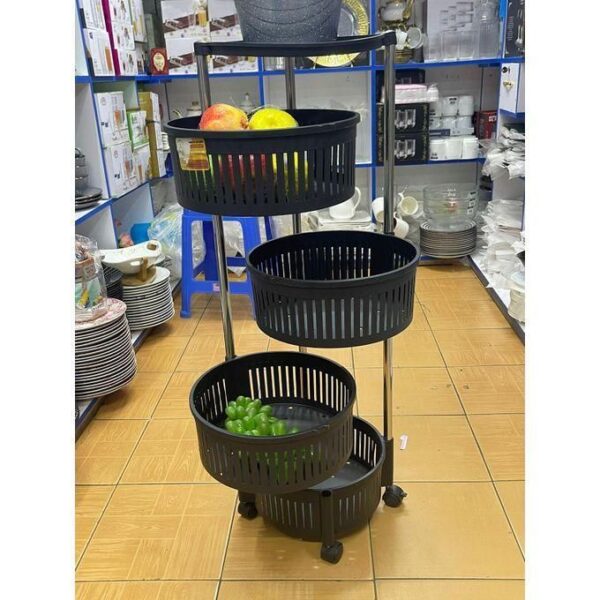 hot sale 4 tier kitchen storage rack with hollow mesh baske vegetable rack trolleys floor standing kitchen storage rotatable rack with rolling wheels