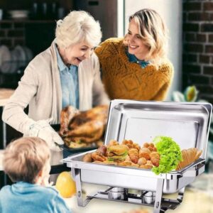 hot sale food warmer, chafing dish buffet set, 8qt/9l buffet servers with 2 half size food pans, fuel holders, lids frames, for catering, buffet, and wedding parties