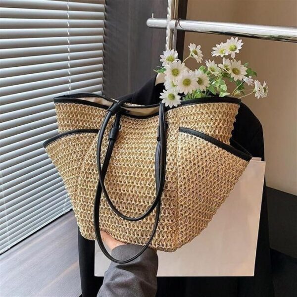 hot sale large capacity women's straw tote bag, summer beach totes bags for women large raffia straw shoulder bag handbags straw bags for women 2024, multicolor