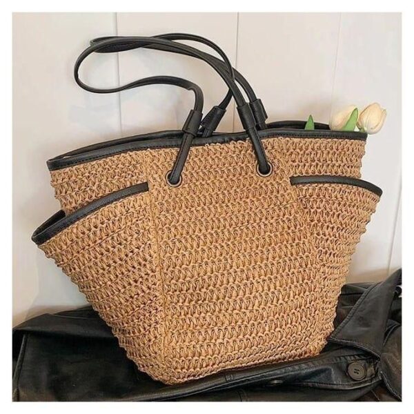 hot sale large capacity women's straw tote bag, summer beach totes bags for women large raffia straw shoulder bag handbags straw bags for women 2024, multicolor
