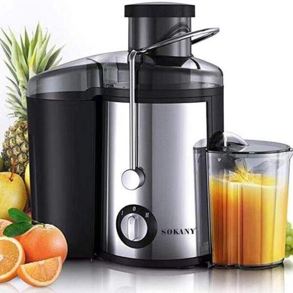 sokany sk 4000 heavy commercial slow juicer juice extractor, juicer 800 w for fruit and vegetables stainless steel, large 65 mm filling opening, 450 ml juice container and 2 speed levels, black/stainless steel