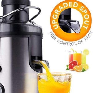 sokany sk 4000 heavy commercial slow juicer juice extractor, juicer 800 w for fruit and vegetables stainless steel, large 65 mm filling opening, 450 ml juice container and 2 speed levels, black/stainless steel