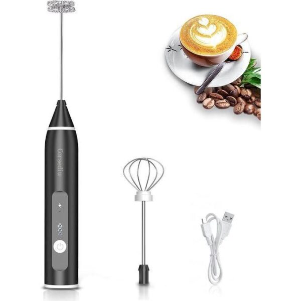2 in1 electric milk frother, rechargeable hand held electric milk frother 3 adjustable usb charging can be used for coffee protein drinks matcha coffee whisk, multicolor
