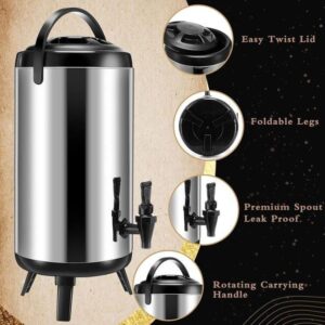 10 liters insulated beverage dispenser, 304 food grade stainless steel insulated thermal hot and cold coffee carafe,drink dispenser with spigot, ideal for hot water, tea, coffee, milk, juice, multicolor