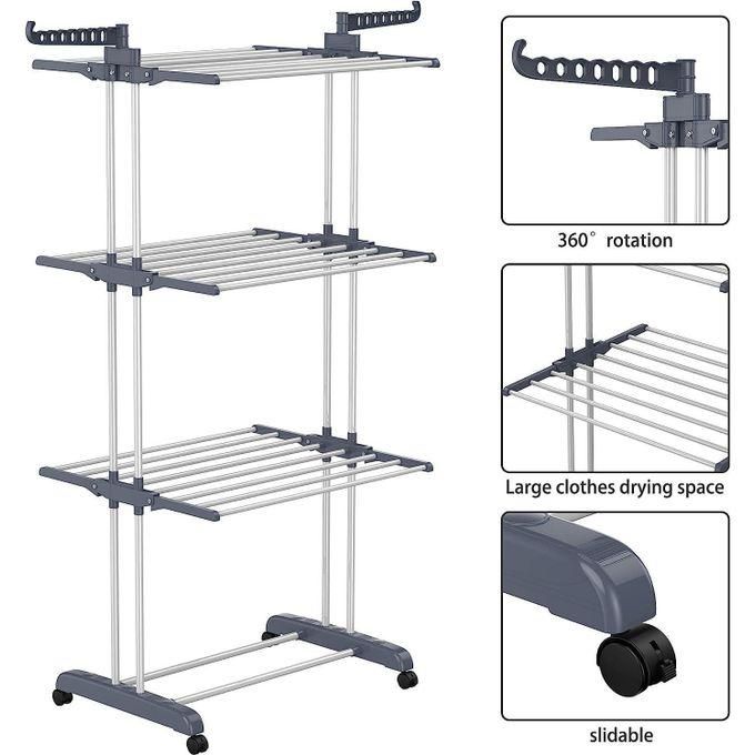 cloth drying stand pre assembled, large drying area, collapsible 3 tier clothes drying rack with hanger 35 kg drying capacity, multicolor cloth drying stand pre assembled, large drying area, collapsible 3 tier clothes drying rack with hanger 35 kg drying capacity, multicolor