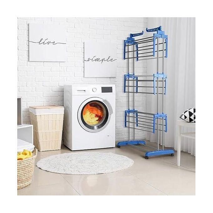cloth drying stand pre assembled, large drying area, collapsible 3 tier clothes drying rack with hanger 35 kg drying capacity, multicolor cloth drying stand pre assembled, large drying area, collapsible 3 tier clothes drying rack with hanger 35 kg drying capacity, multicolor