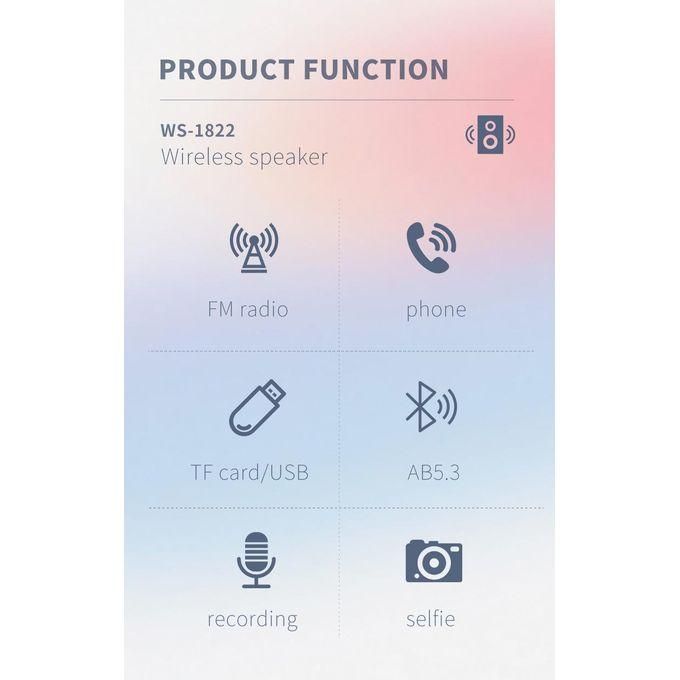 wster hot sale ws 1822 portable wireless speaker with fm radio usb tf mp3 player and built in rechargeable and led displaying, multicolor wster hot sale ws 1822 portable wireless speaker with fm radio usb tf mp3 player and built in rechargeable and led displaying, multicolor