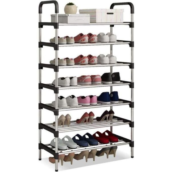 hot sale durable shoe racks 7 layers large capacity of pp + stainless steel, multicolor